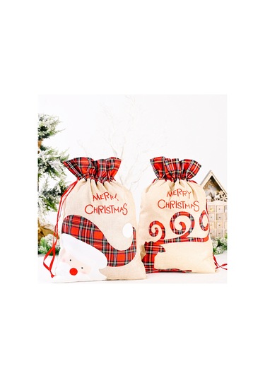 Mufunye Noel Büyük Boy Kumaş Hediye Çantası - 55x38 Cm, Şeker/ödül Taşıma, Santa/elk Desenli, Dayanıklı Kumaş Malzeme, Ev/parti Dekorasyonu Çok Renkli