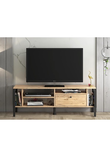 Wood'N Love Hera 140 Cm Tv Ünitesi - Atlantik Çam / Siyah