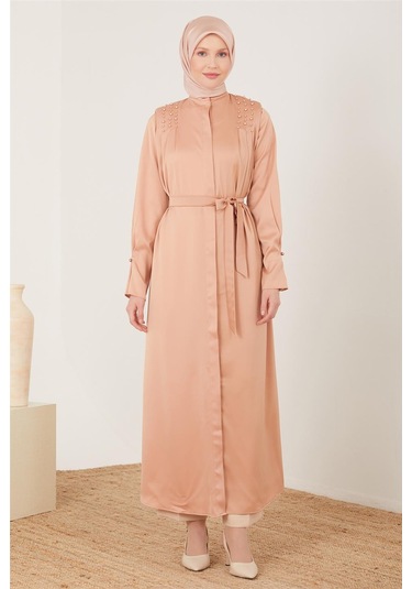 Armine Kolu Daraltılabilen İncili Ferace 23y8402 Latte Bej