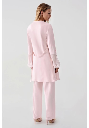 Freshness 322 Kadın Sabahlıklı Pijama Takımı - Pembe - L Pembe