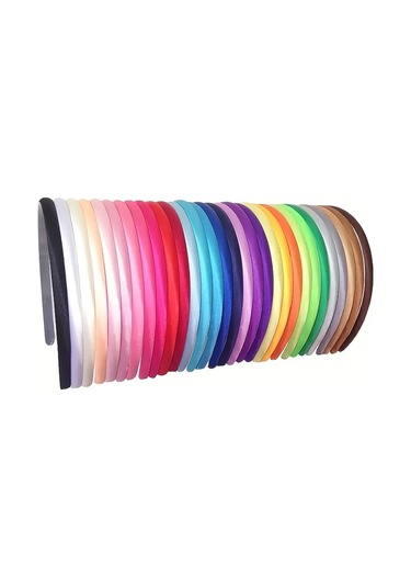 Willowhaven 30/10 Adet Moda Renkli Full Coverage Saten Kurdele Saç Bandı Dıy Saç Aksesuarları Rastgele Renk Karışımı 10 Adet