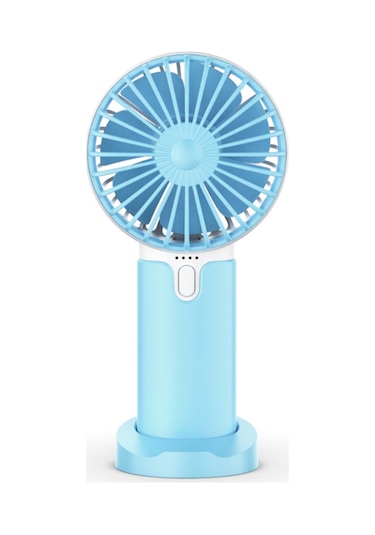 Honmex Usb Şarj Edilebilir El Fanı - Led Işık Ve 3 Hızlı Modlu Taşınabilir Mini Soğutucu X2 Mavi