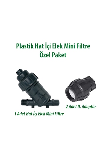 Plastik Hat İçi Elek Mini Filtre 1" 1 Adet Ve 2 Adet Senkron Kaplin Dişi Adaptör 32x1"