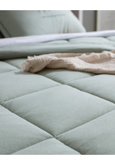 Madame Coco Bobigny Çift Kişilik Pamuklu Supersoft Comforter Set - Mint Yeşili Yeşil