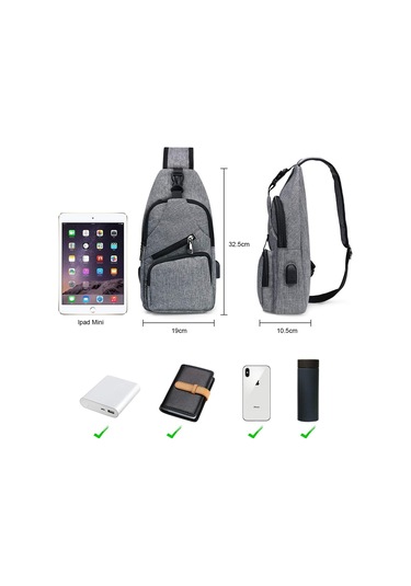 Usb Şarj Ve Kulaklık Girişi Bulunan Erkek Omuz Çantası, Göğüs Çantası