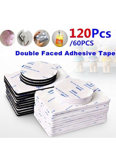 120/60 Adet Çift Taraflı Siyah Köpük Bant Güçlü Ped Montaj Merdaneleri Yapıştırıcı 120 Pcs Square