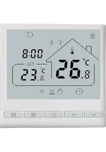 Kangvka Beyaz 16a Akıllı Sıcaklık Kontrolörü, 5+2 Haftalık Programlama, Led Ekranlı, Elektrikli Isıtma İçin Termostat Anahtarı
