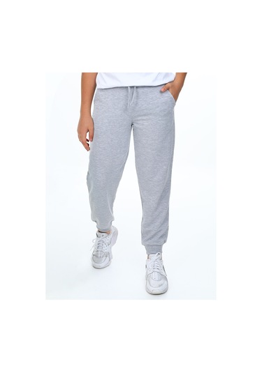 Denokids Unisex Kız Erkek Çocuk Gri Melanj Basic Eşofman Altı Renkli Gri Melanj