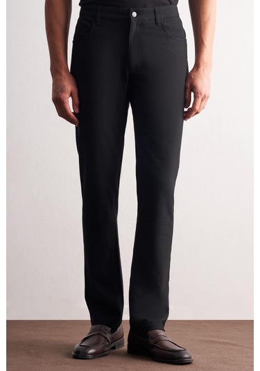 Siyah 5 Cep Düz Paça Esnek Slim Fit Casual Pantolon 1003255157 Siyah