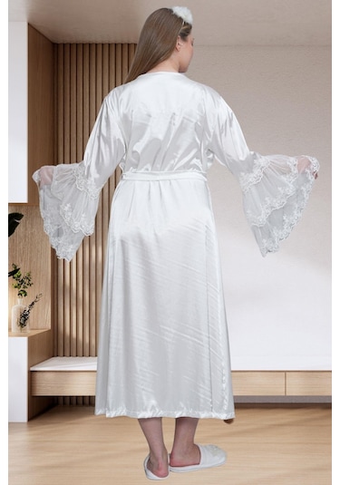 Mecit 6301 Ekru Hamile Lohusa Dantelli Sabahlık Gecelik Takım