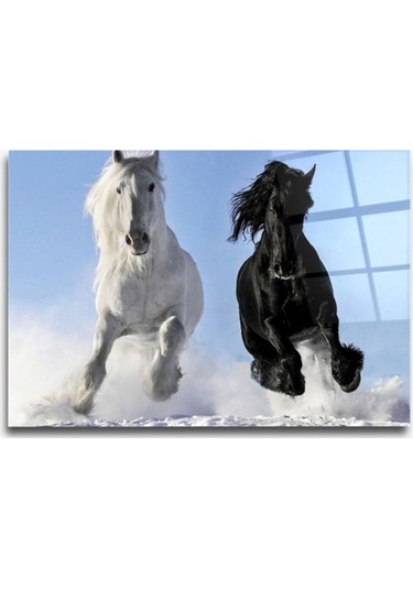 Atlar Dörtnala Cam Tablo