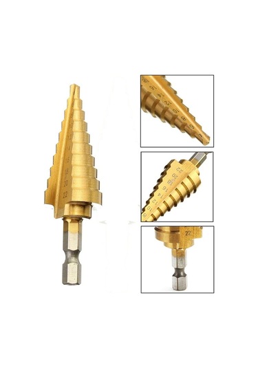 Ccgloball 1 Adet Dayanıklı 422 Mm Yüksek Hızlı Altıgen Titanyum Kaplı Kademeli Konik Matkap Ucu