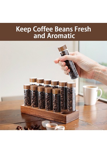 12 Adet Tek Doz Kahve Çekirdeği Depolama Tüpleri Borosilikat Kahverengi Kahverengi