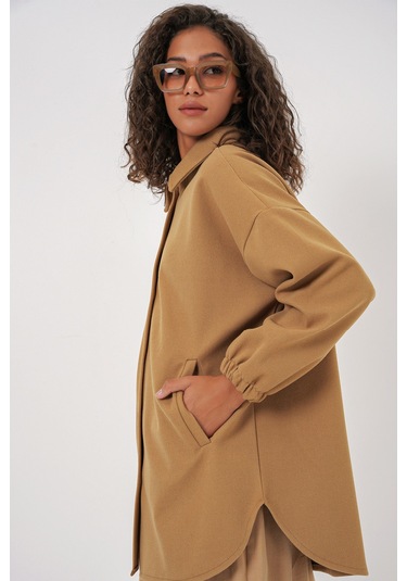 Bigdart 0674 Cepli Oversize Gömlek - Hardal HARDAL