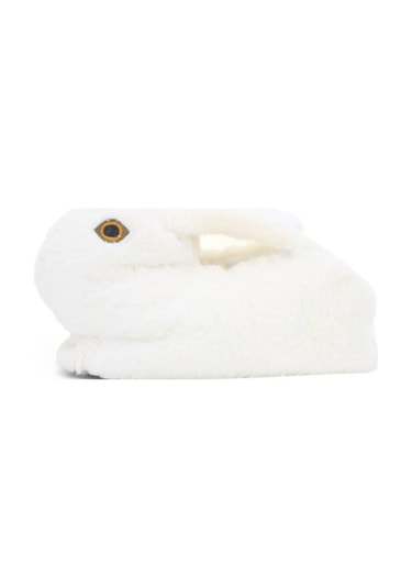 Riva Tavşan Figürlü Peluş Panduf Ev Pandufu Unisex Beyaz