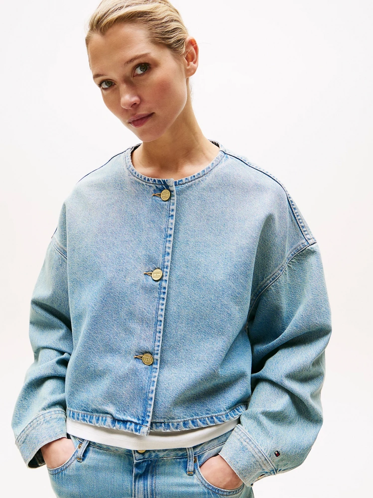 Tommy Hilfiger Lex Kısa Denim Kadın Ceket Ww0ww467401a4 Mavi