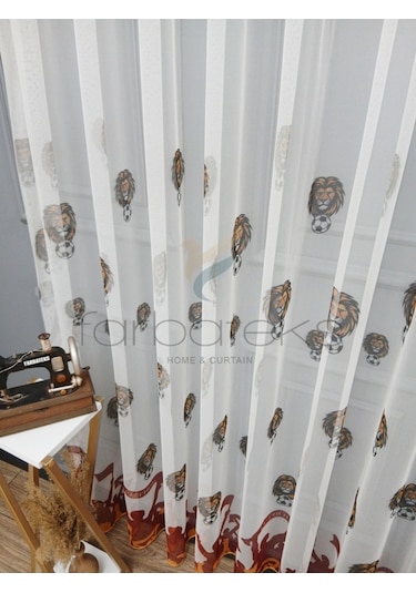 Tül Perde Gs Ultraslan Cimbom Taraftar Sarı Kırmızı 2kat Pileli Tül Perde Gs