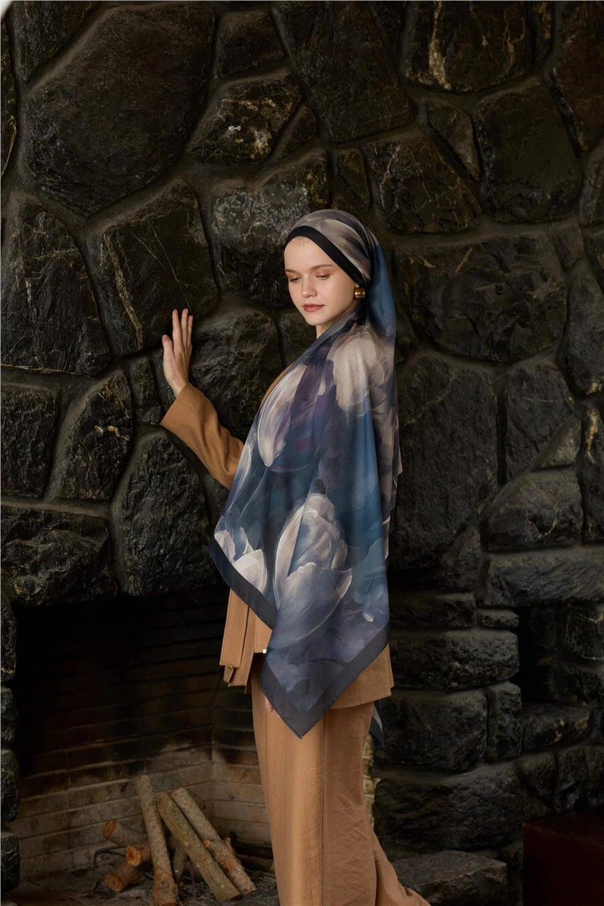 Siyah/mor Winter Bloom Soft Şal Mor