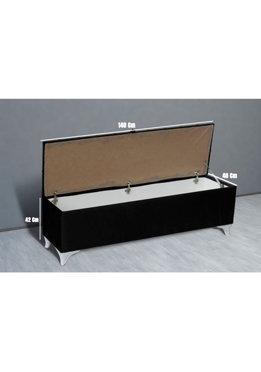 Vetra Chester Model Siyah Sandıklı Puf  Kapitoneli Model 140cm Sandıklı Bank