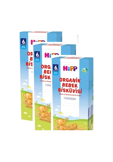 Hipp Bebek Bisküvisi Yeni 180G*3 Adet Hipp Bebek Bisküvisi 180G