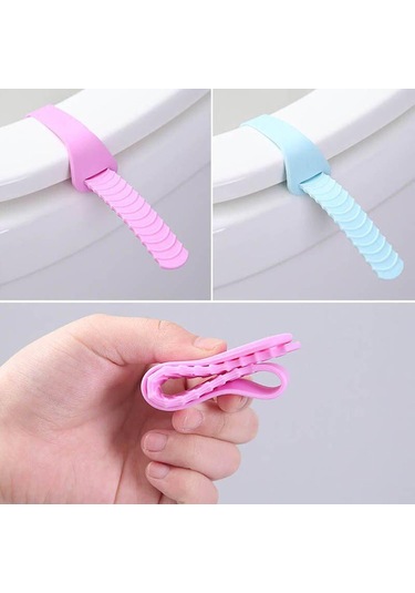 Jms 2 Adet Silikon Kaldırıcı Klozet Kapağı Seyahat Ev Banyo İçin Kapak Kolu Mavi - Pembe