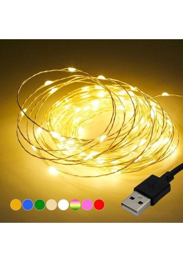 Çok Renkli 5/10 M Su Geçirmez Usb Led Bakır Tel Peri Dize Işıklar Çelenk Dekorasyon 5m 50leds Çok Renkli