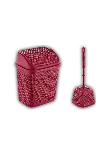 Katre Çöp Kovası Ve Klozet Fırçası Kırmızı Siyah