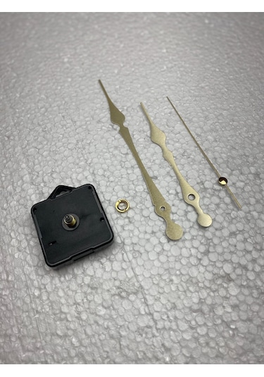 Saat Mekanizması, Akar Sessiz Duvar Saati Mekanizması, 14 Mm Şaft, Akrep-yelkovan-saniye- Askılı Gold Altın