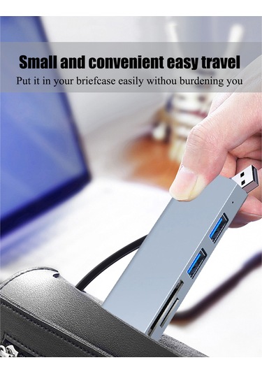 Reedark 2103u Usb Çok Fonksiyonlu Hub: Usb3.0 + 2xusb2.0 + Tf/sd Kart Okuyucu, 5.0gbps Hızlı Veri Transferi, Uzay Gri Abs+alüminyum
