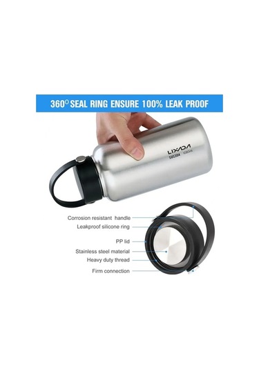 Novahub Paslanmaz Çelik Spor Su Şişesi - 1050 Ml, Geniş Ağız, Renkli Tasarım Çok Renkli