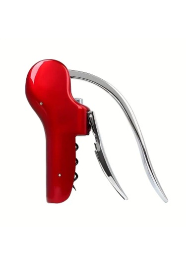 Atay Garagetirbuşon Profesyonel Dökme Demir Şarap Ve Şampanya Mantar Açacağı Güvenli Tutuşlu Gri - Kırmızı