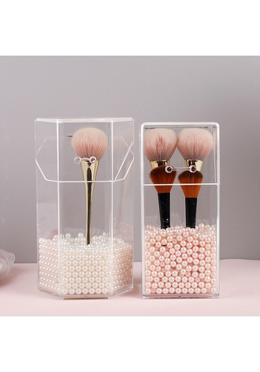Suntek Şeffaf Akrilik Kozmetik Organizatör Makyaj Fırça Kabı Şeffaf