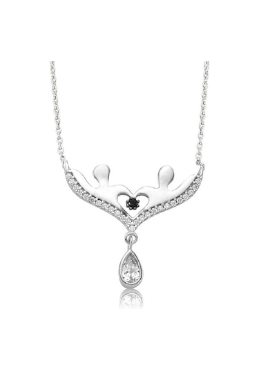 Gümüş Aşıklar Kadın Kolye Beyaz