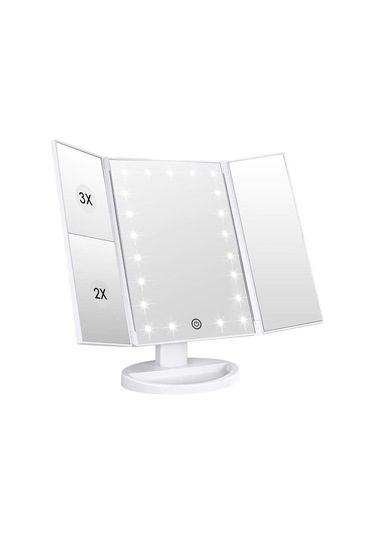 Qingmipy Katlanabilir Led Aydınlatmalı Büyütmeli Makyaj Aynası - Dokunmatik Kontrollü, Usb Şarjlı, Ayarlanabilir Açı, Depolama Tepsili Diğer