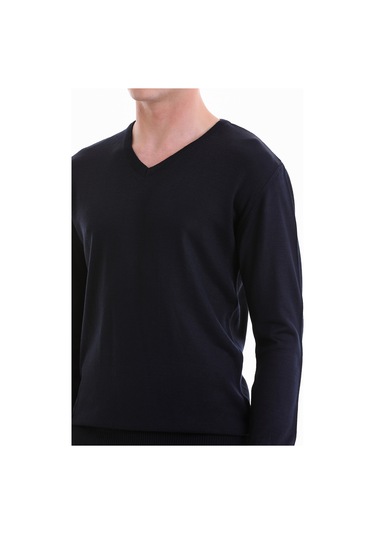 Hatemoğlu Lacivert Regular Fit Düz V Yaka Yünlü Triko Kazak 34251023a008 0 Lacivert