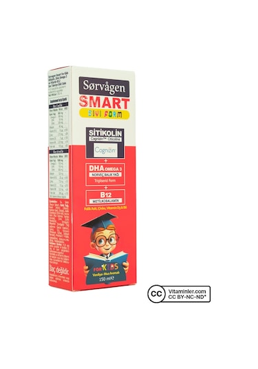 Sorvagen Smart Kids Sitikolin Dha Omega 3 Ve B12 150 Ml Muz
