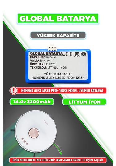 Homend Alex Laser Pro+ 1283h Batarya 3200mah Lityum İyon Pil
