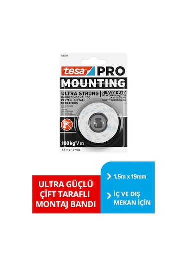 Tesa Çift Taraflı Bant - Tesa Pro 66792 Ultra Güçlü İç Mekan  1.5m X 19mm
