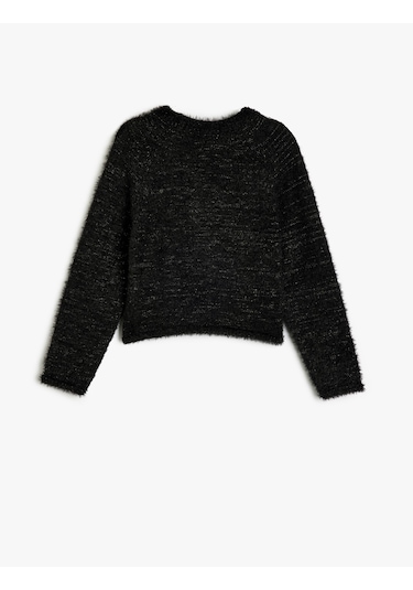 Koton Basic Triko Kazak Uzun Kollu Bisiklet Yaka Siyah 5wkg90053at Siyah