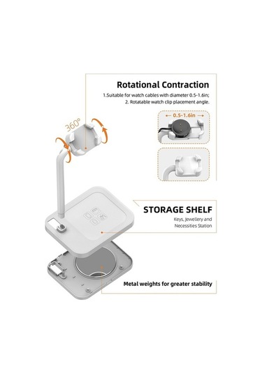 Tongxida Google Huawei Garmin Samsung Uyumlu Aoduke Ajzj02s Saat Şarj Cihazı Dock Standı İzle Beyaz Beyaz