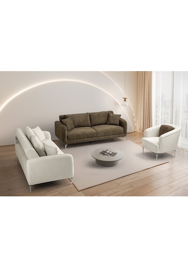 Mona Demir Ayaklı Beyaz Berjer Beyaz