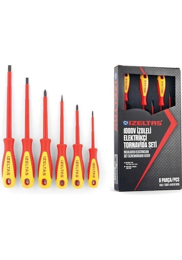 İzeltaş 4140009106 1000 V İzoleli Elektrikçi Tornavida Seti 6 Parça