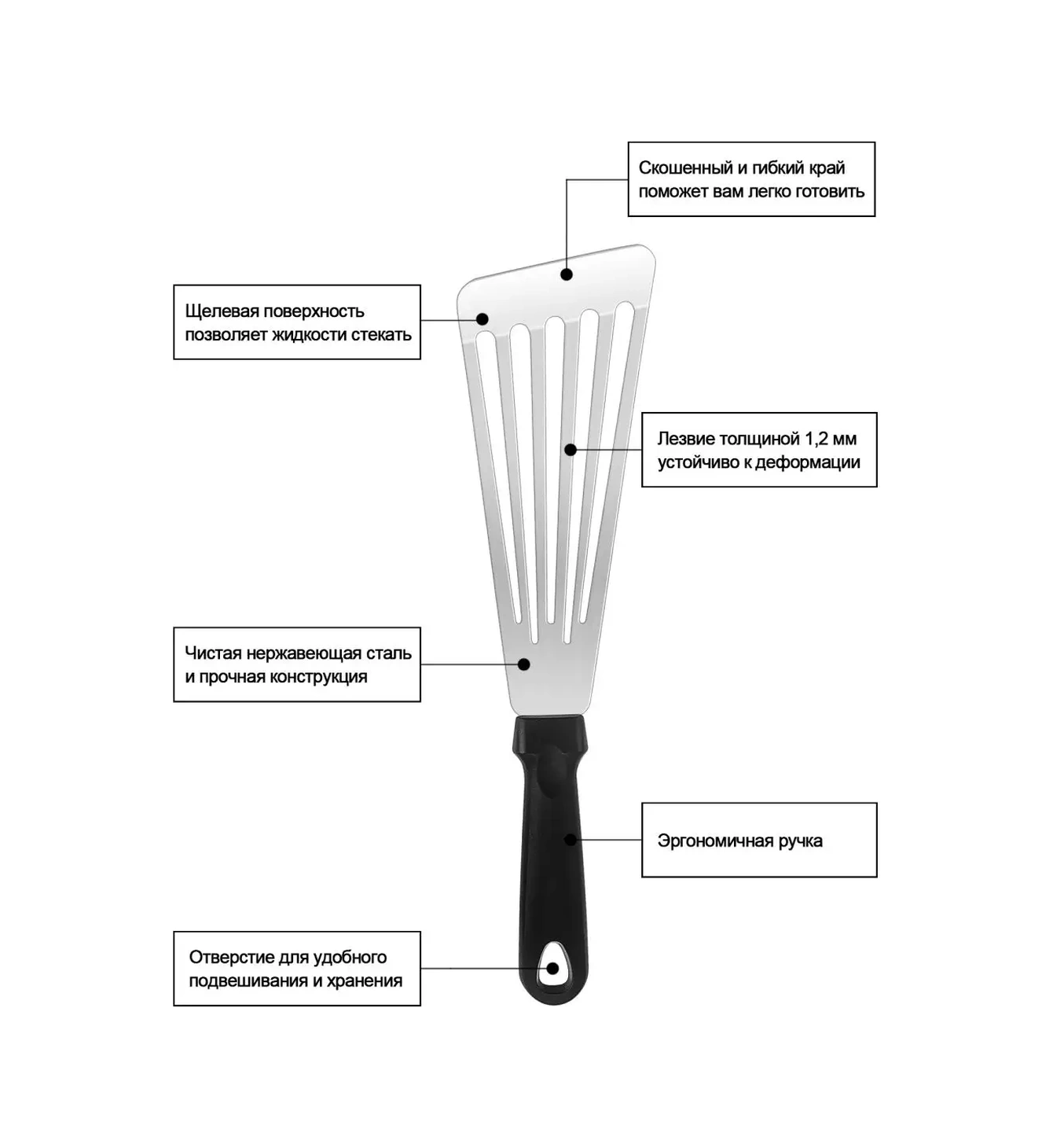 Teamfar Metal Çelik Mutfak Bıçağı, Krepler İçin 90179751 Siyah