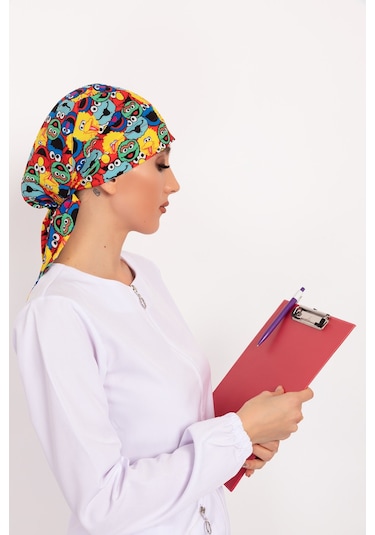 Susam Sokağı Desenli Tesettür Doktor Hemşire Hastane Aşçı Cerrahi Çok Renkli