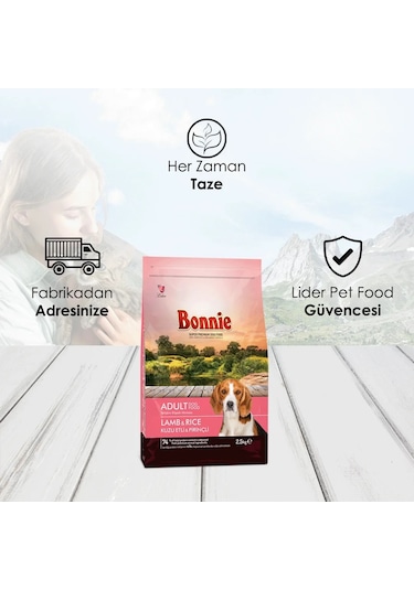 Bonnie Kuzu Etli ve Pirinçli Yetişkin Köpek Maması 2500 G