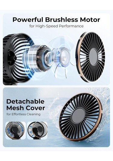 Geeksen Usb Şarjlı 3600mah Mini Fırça: Boyun Taşıma & Elden Kullanıma Uygun, Masüstü Folding Fan - Siyah