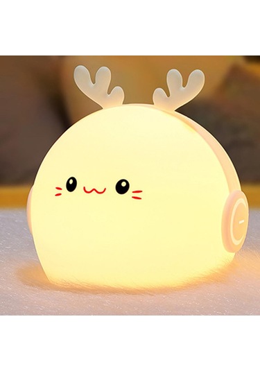 Suntek Silikon Kreş Gece Lambası Kısılabilir Renk Değiştirme Geyik Eklentisi Çok Renkli