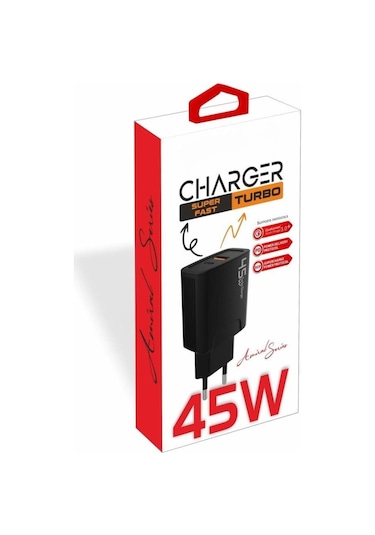 Pdateknoloji 45 Watt Usb + Type-c Pd Hızlı Şarj Başlık Adaptör Fast Turbo Qualcomm 3.0 Yerli Üretim