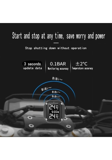 Sandwich Kablosuz Lastik Basıncı İzleme Sistemi 2 Harici Sensörlü Motosiklet İçin Usb Şarj Tpms Dijital Lcd Ekran İki Tekerlek
