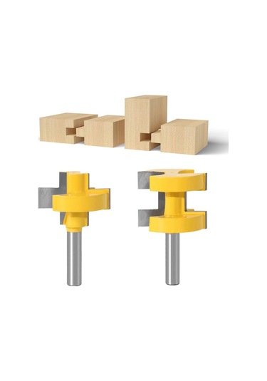Xiaochen 2 Adet Tslot Kare Diş Tenon Kesici Set Gravürlü Karbür Kesici Ahşap İşleme Kanal Aracı 8mm Shank